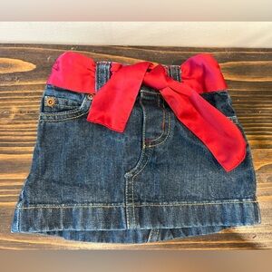 Old Navy Denim Skirt with Red Tie Size 6-12 Months Baby Girl